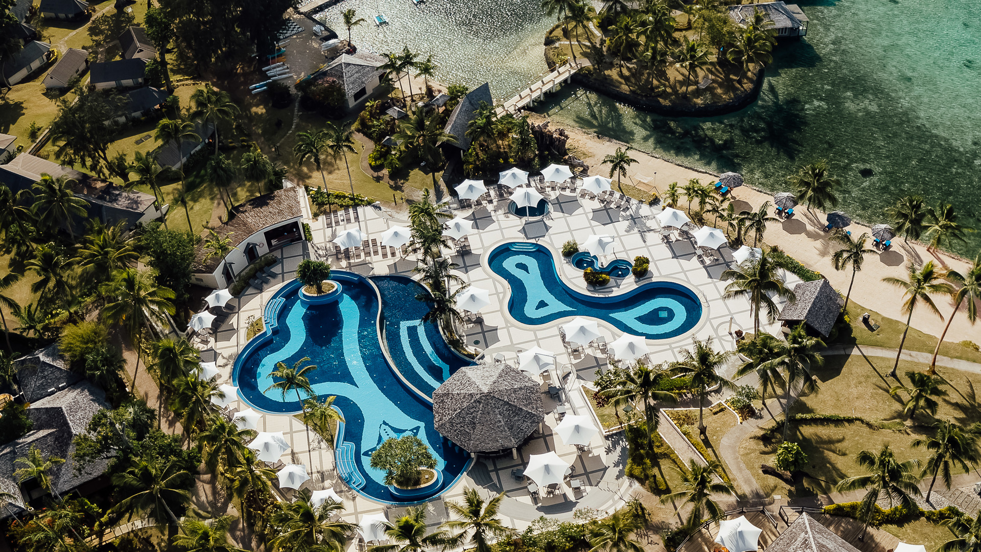 Aerial view of the Warwick Le Lagon Resort in Vanuatu