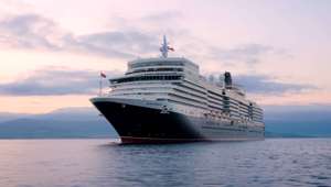 Queen Elizabeth Pink Sky QE Fly Med Drone Graded SELECTS.00 01 20 01.Still003 - Cunard Cruises