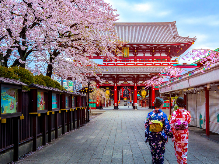 Majestic Temple and cherry blossoms - Seabourn Cruise Line