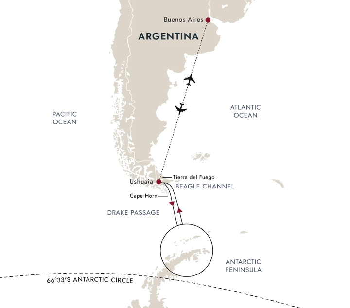 South America to Antarctica Map