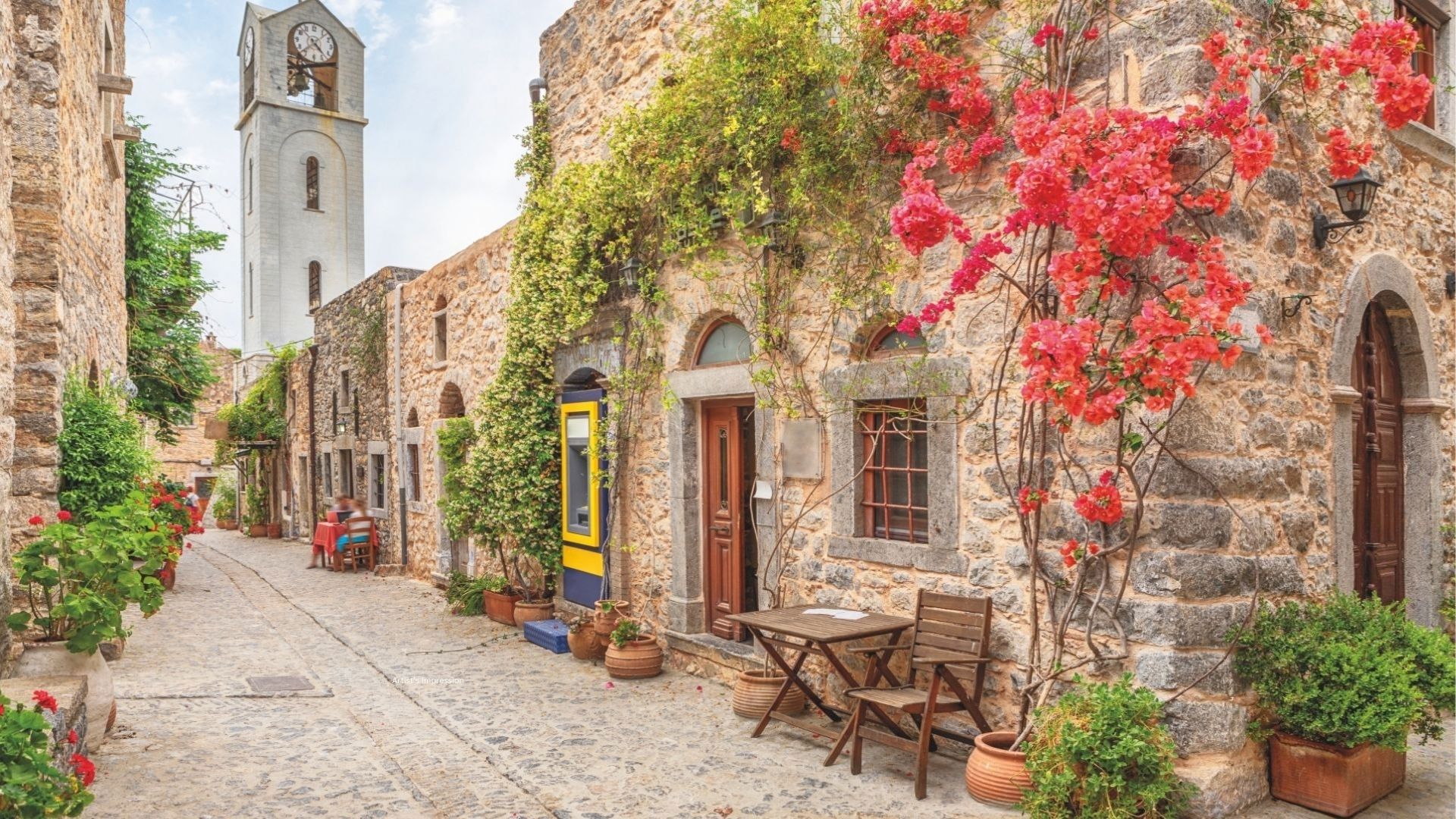 Alley And Belltower In Mesta, Chios Island