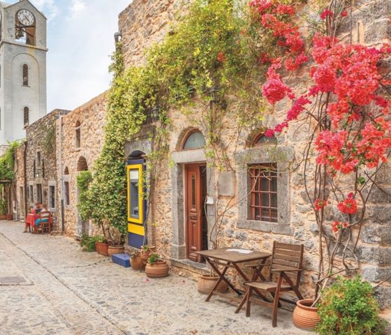 Alley And Belltower In Mesta, Chios Island