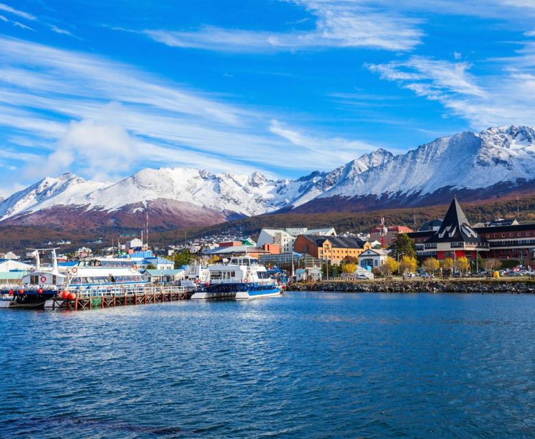 Majestic mountains framing Ushuaia Harbour, Tierra del fuego, Argentina