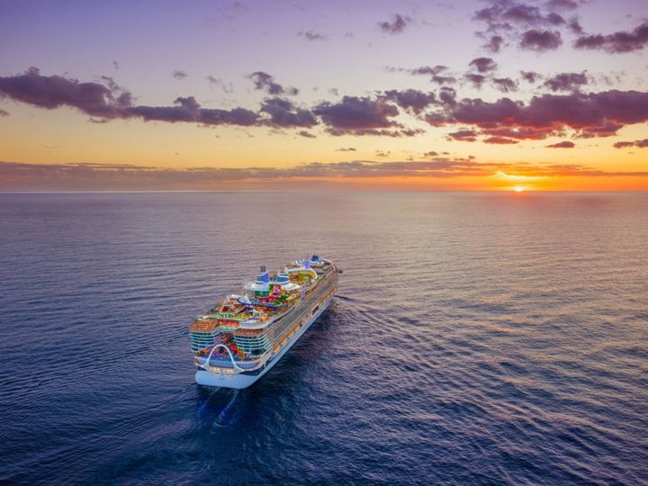 Royal Caribbean Cruise Ship at Sea - sunset