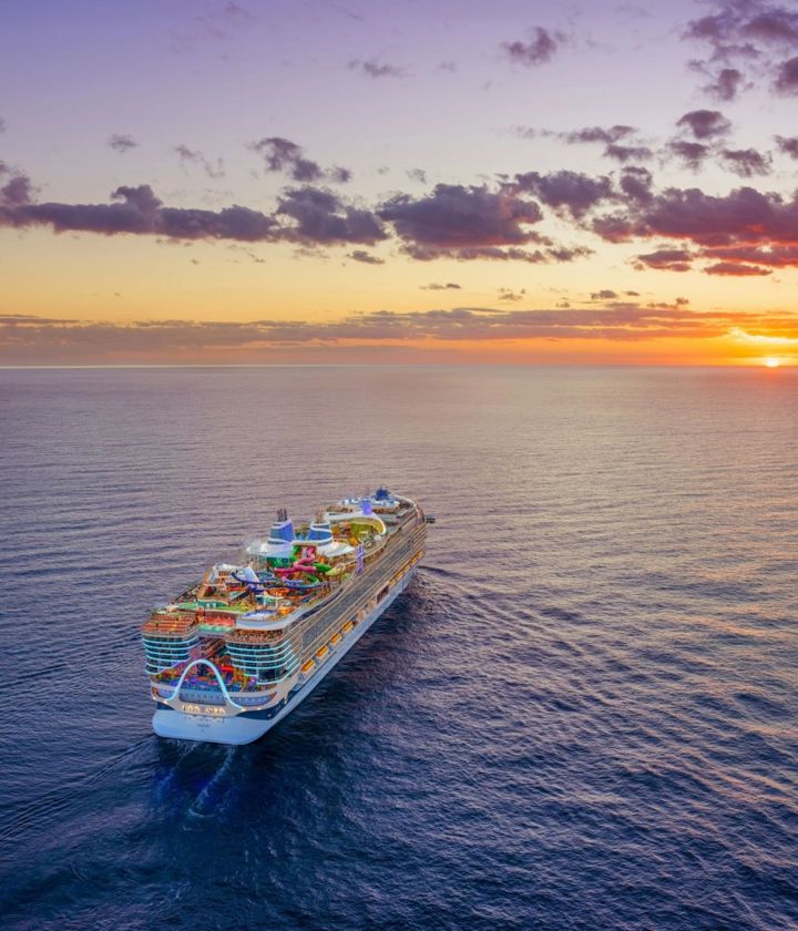 Royal Caribbean Cruise Ship at Sea - sunset