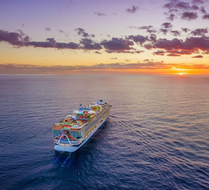Royal Caribbean Cruise Ship at Sea - sunset