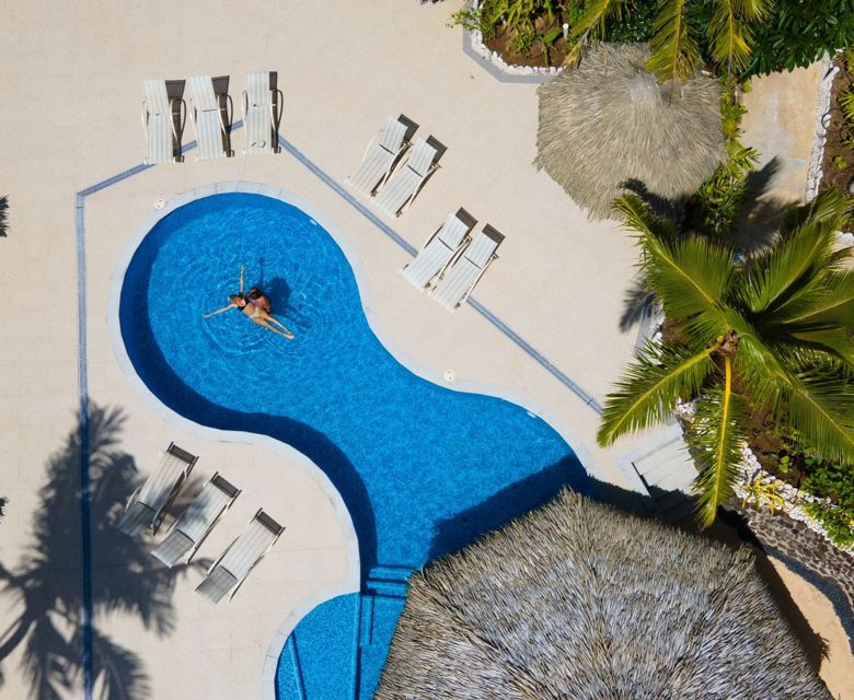 Club Raro Pool Aerial View