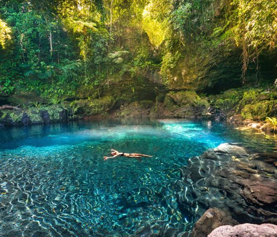 Woman swimming in Savaii
