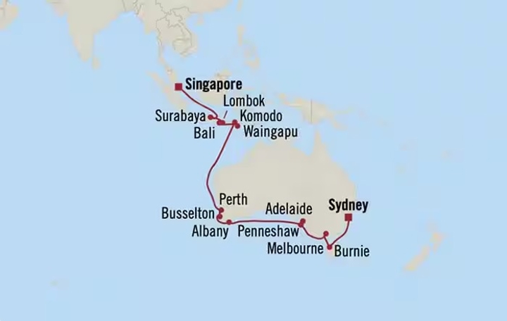 Singapore to Sydney Map