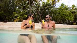 Enjoying cocktails at the Beach