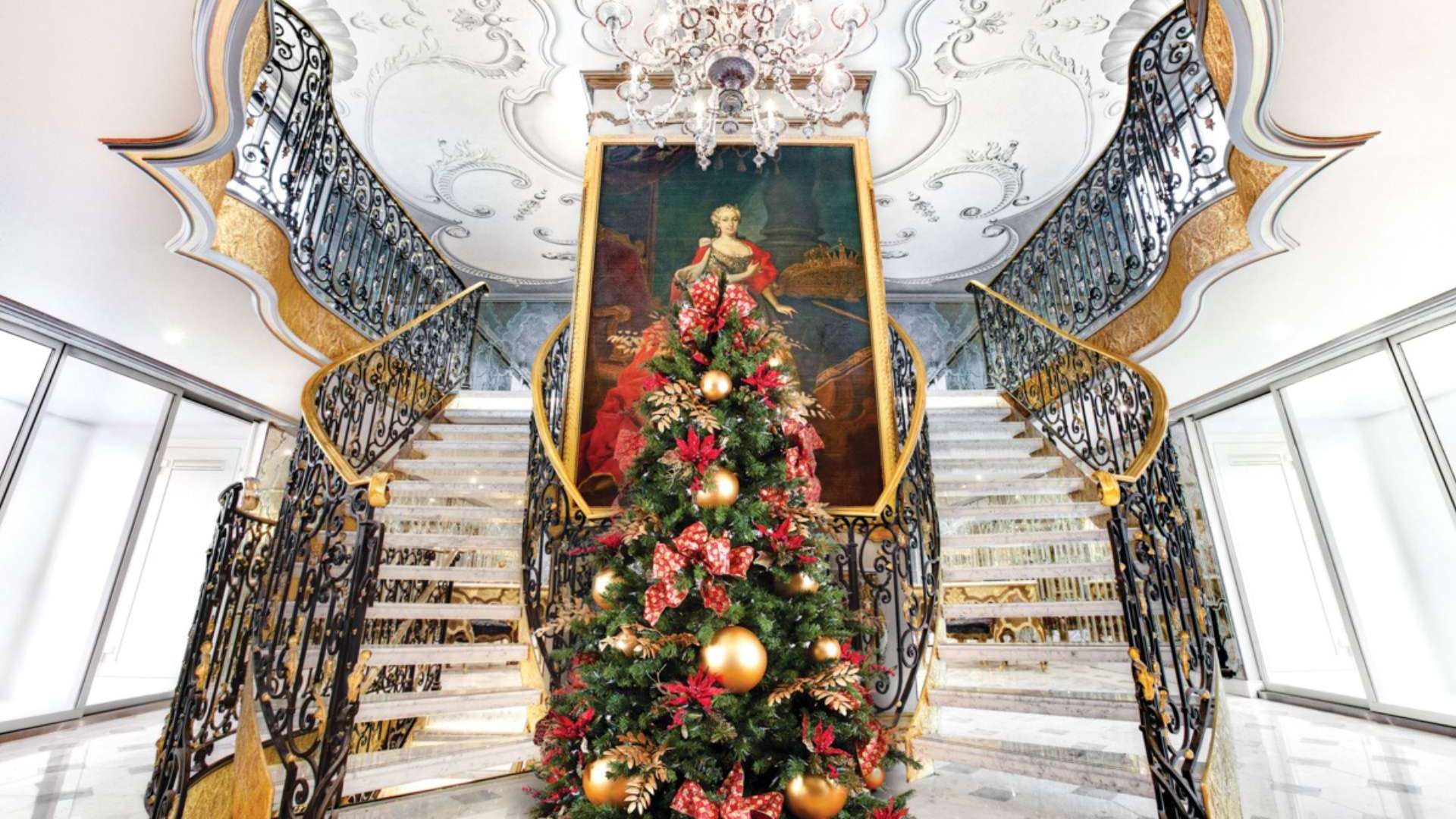 Uniworld Lobby at Christmas