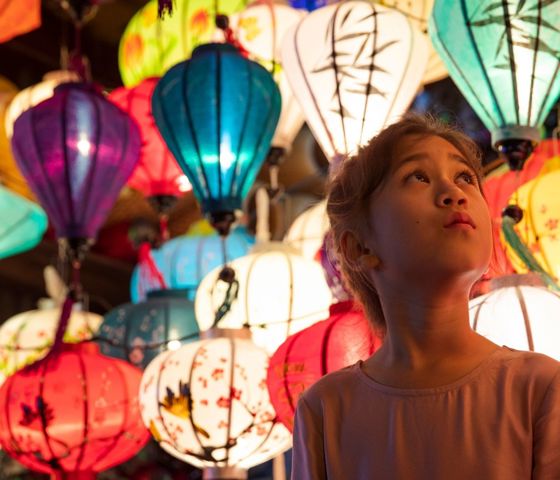 Vietnam Hoi An Lantern Shop Night Girl