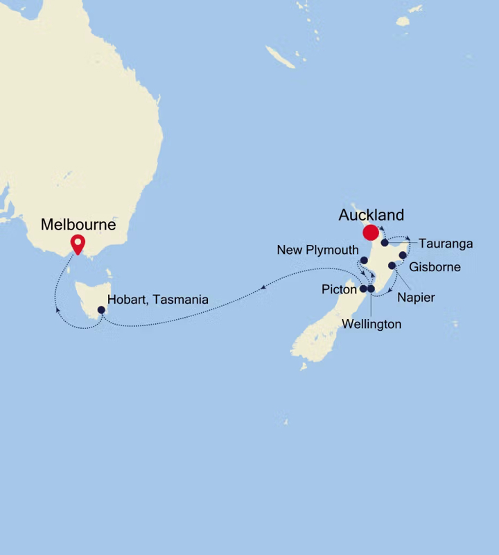Auckland To Melbourne Map