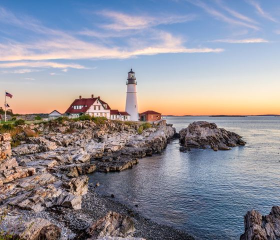 Lighthouse of the edge of cliff in Portland