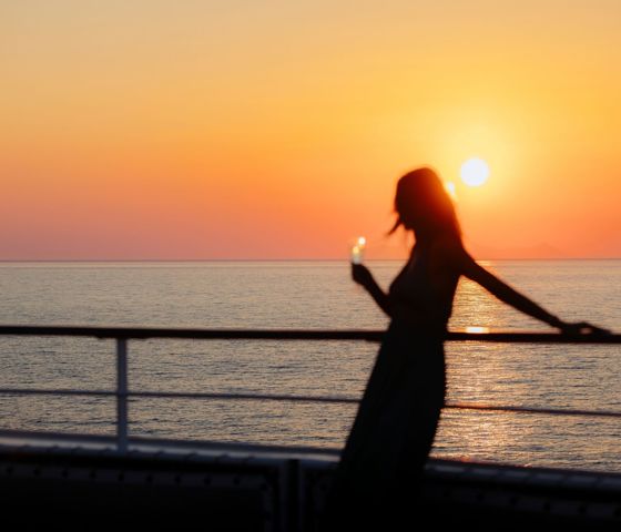 A glass of champagne while cruising the Mediterranean sea