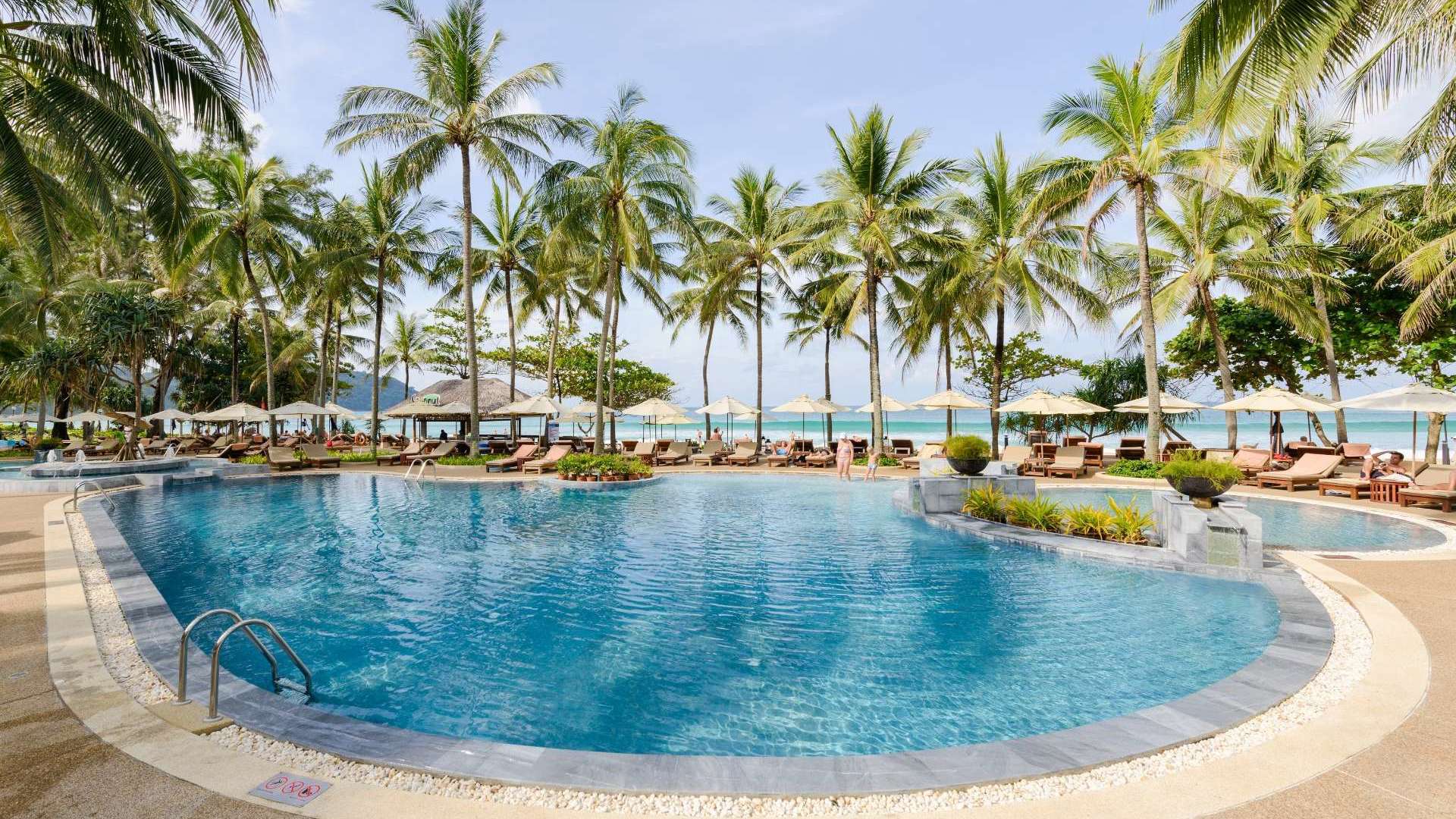 Imagine waking up ti this view of the pool at Katathani beach resort.