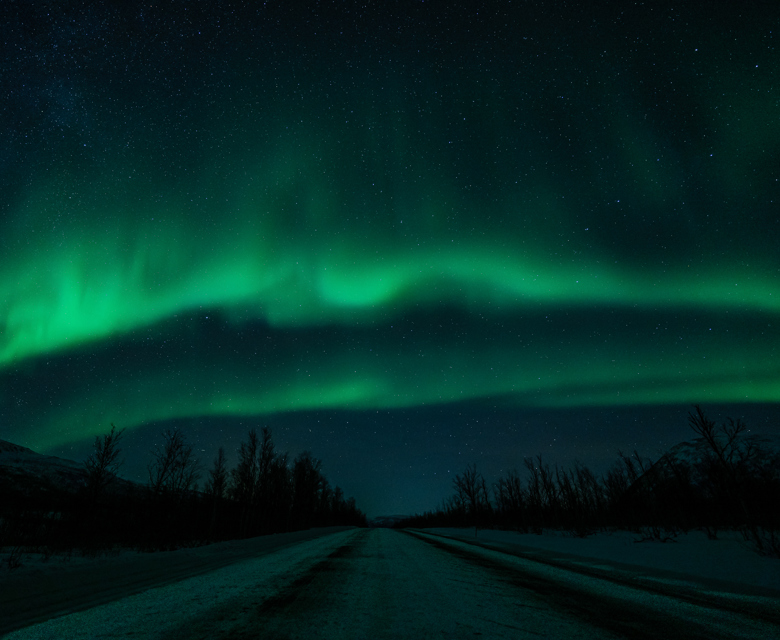 Beautiful Northern lights at the countryside of Tromsø, Norway