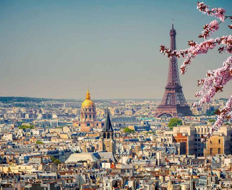 Eiffel Tower Blossoms Cityscape Paris