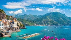 Scenic view of the town of Atrani along Amalfi Coast, Italy