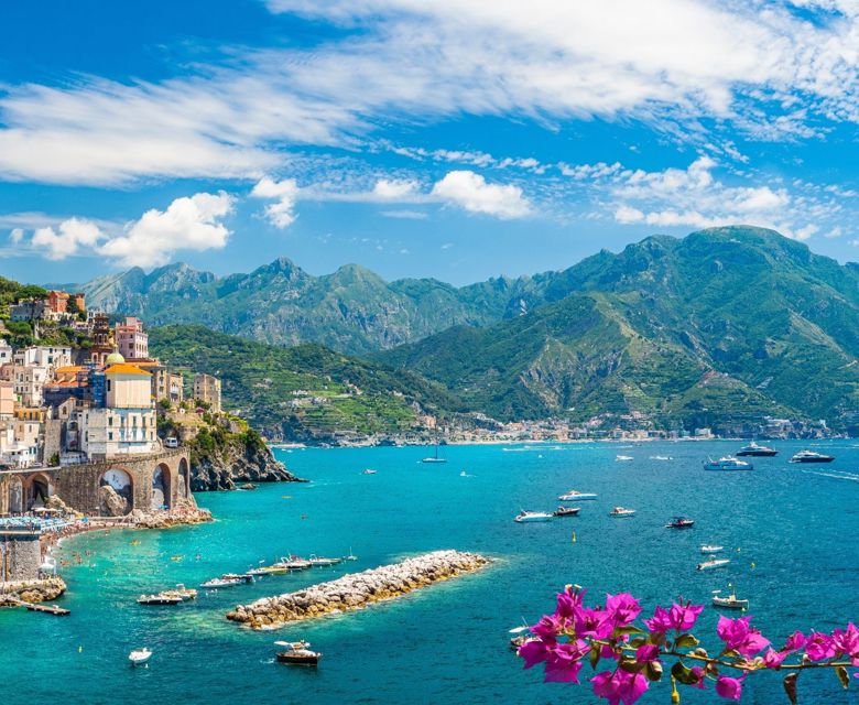 Scenic view of the town of Atrani along Amalfi Coast, Italy