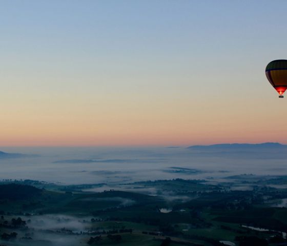 Hot air balloon over Yarra Valley