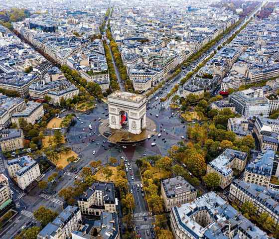 Aerial View Arc De Triomphe Paris 