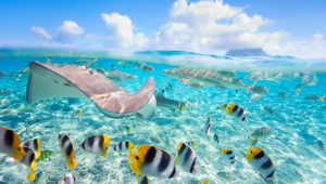 Papeete, Tahiti Underwater Colorful Fishes