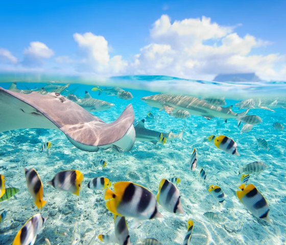 Papeete, Tahiti Underwater Colorful Fishes