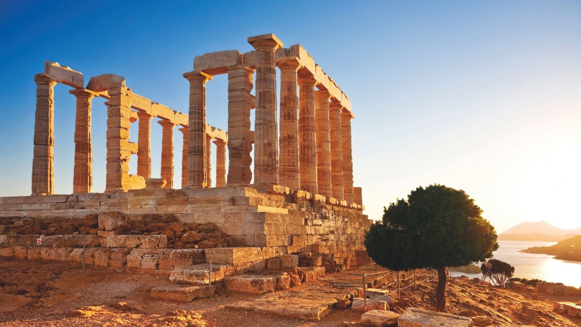 Cape Sounion Ruins Of An Ancient Greek Temple Of Poseidon