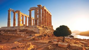 Cape Sounion Ruins Of An Ancient Greek Temple Of Poseidon