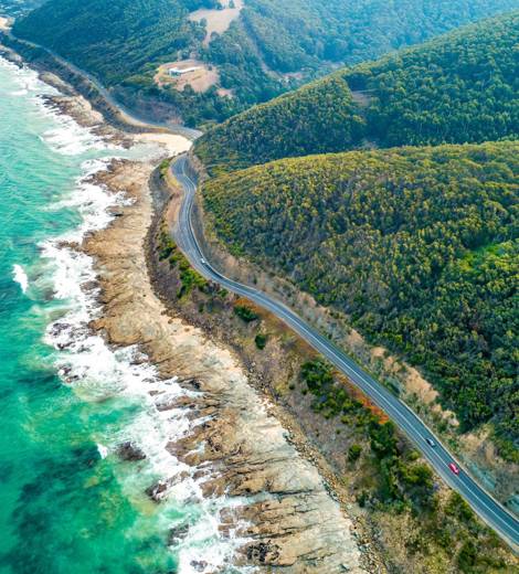 Road along the coast