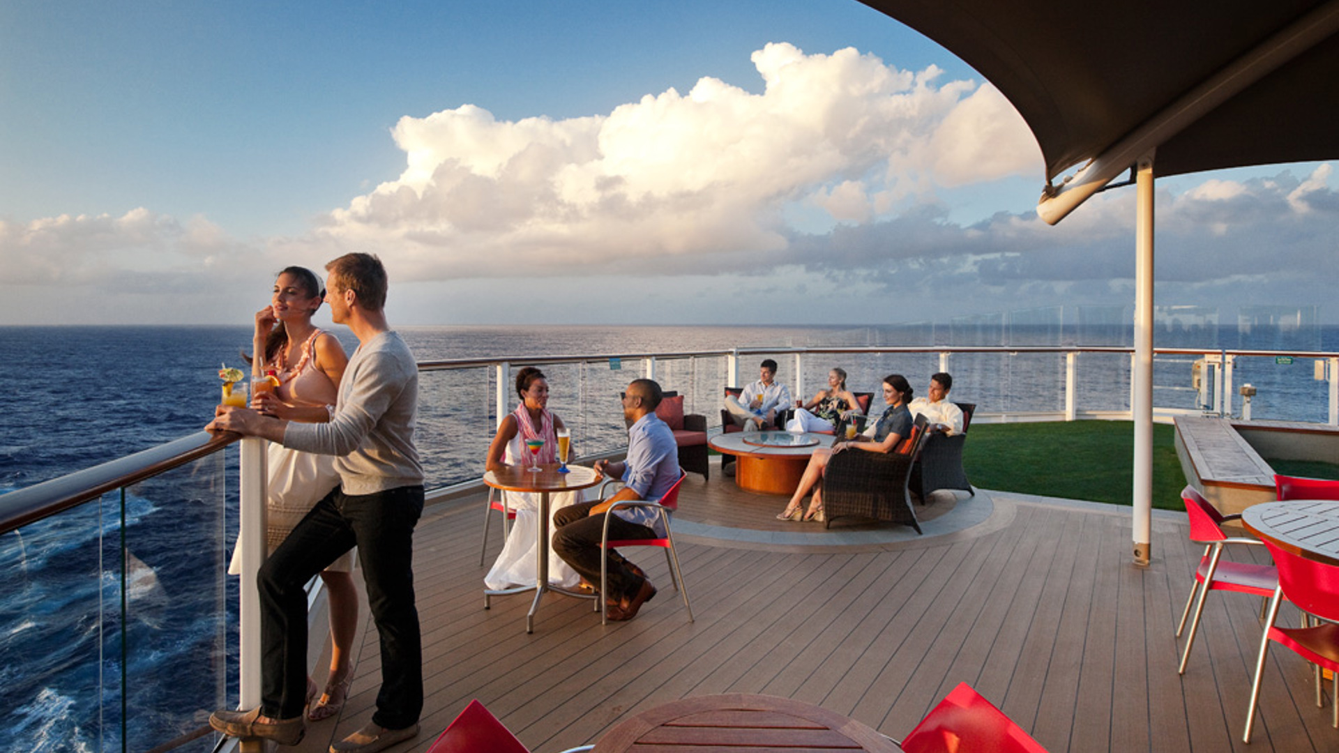Couples on a cruise deck