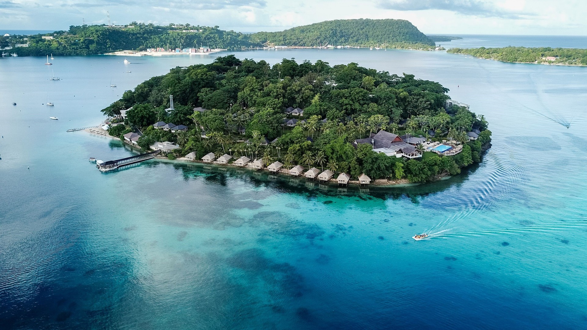 Aerial view of Iririki Resort, Vanuatu