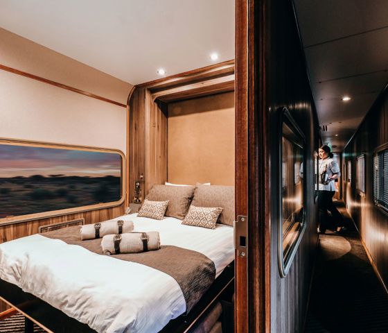 The Ghan Platium Cabin By Night © Journey Beyond