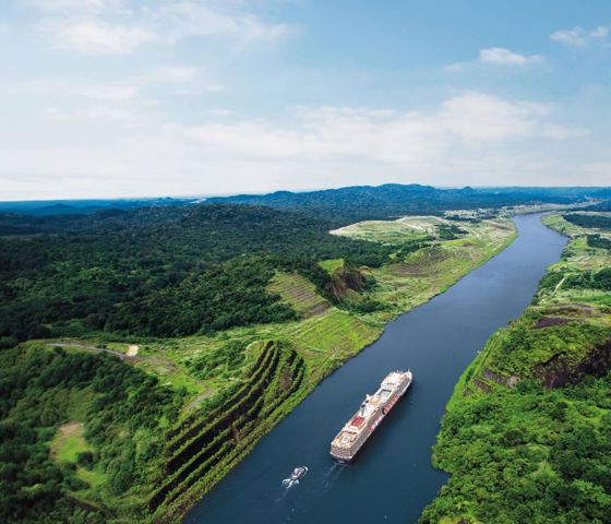 Seabourn Cruise Ship along Panama Canal