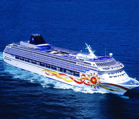 Norwegian Sun Aerial Shot at Sea