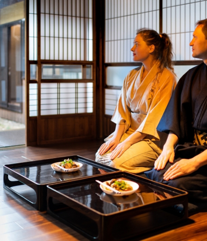 Couple wearing Kimonos in Japan