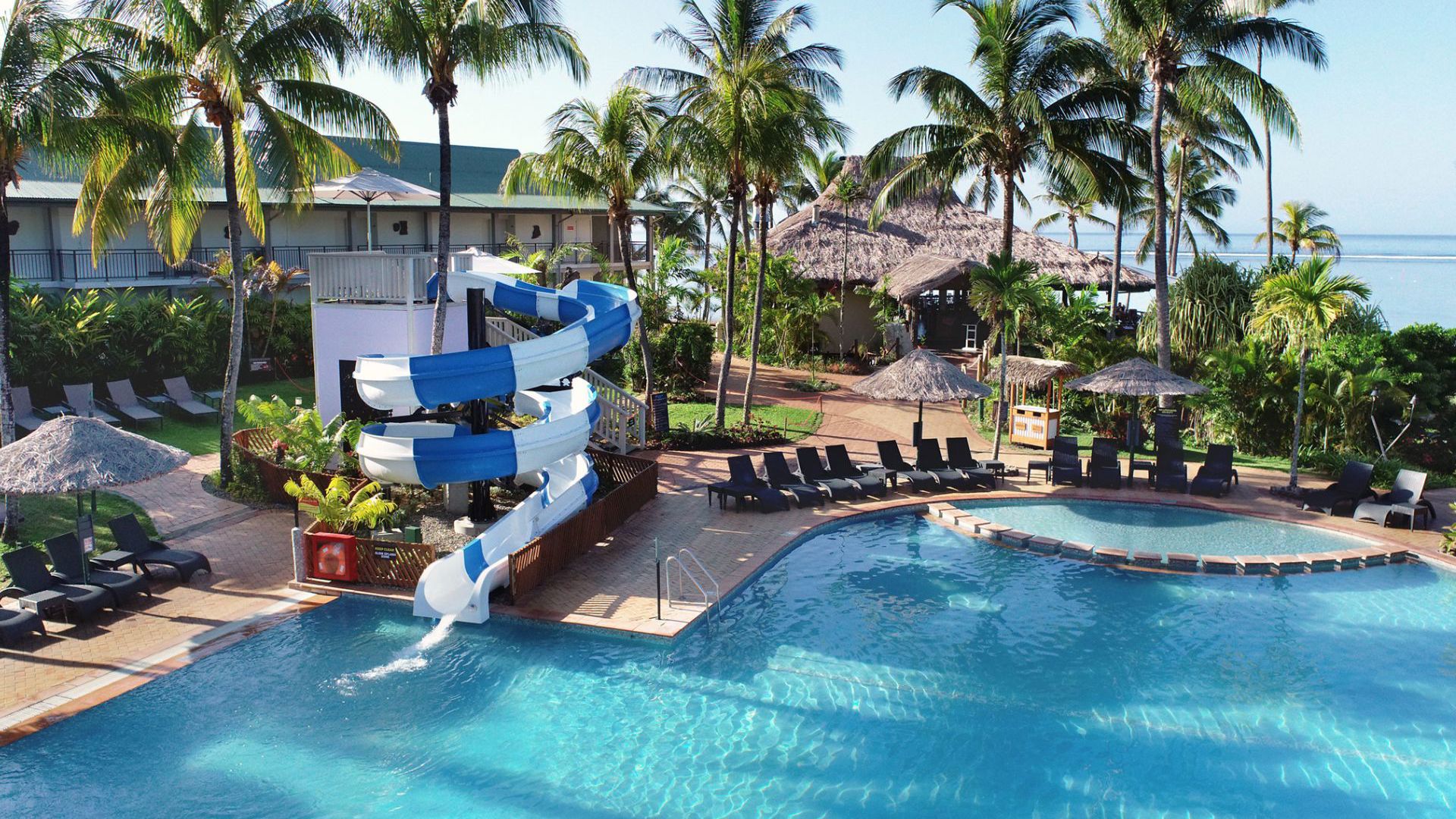 Outrigger Fiji Water Slide and pool area
