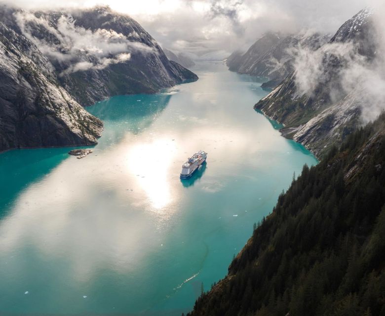 Celebrity Edge Aerial Shot in Alaska Endicott Arm