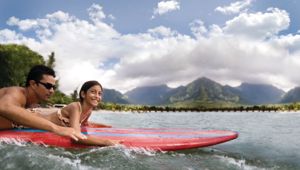 Kid's surfing at the Hawaiian Beach