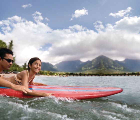Kid's surfing at the Hawaiian Beach