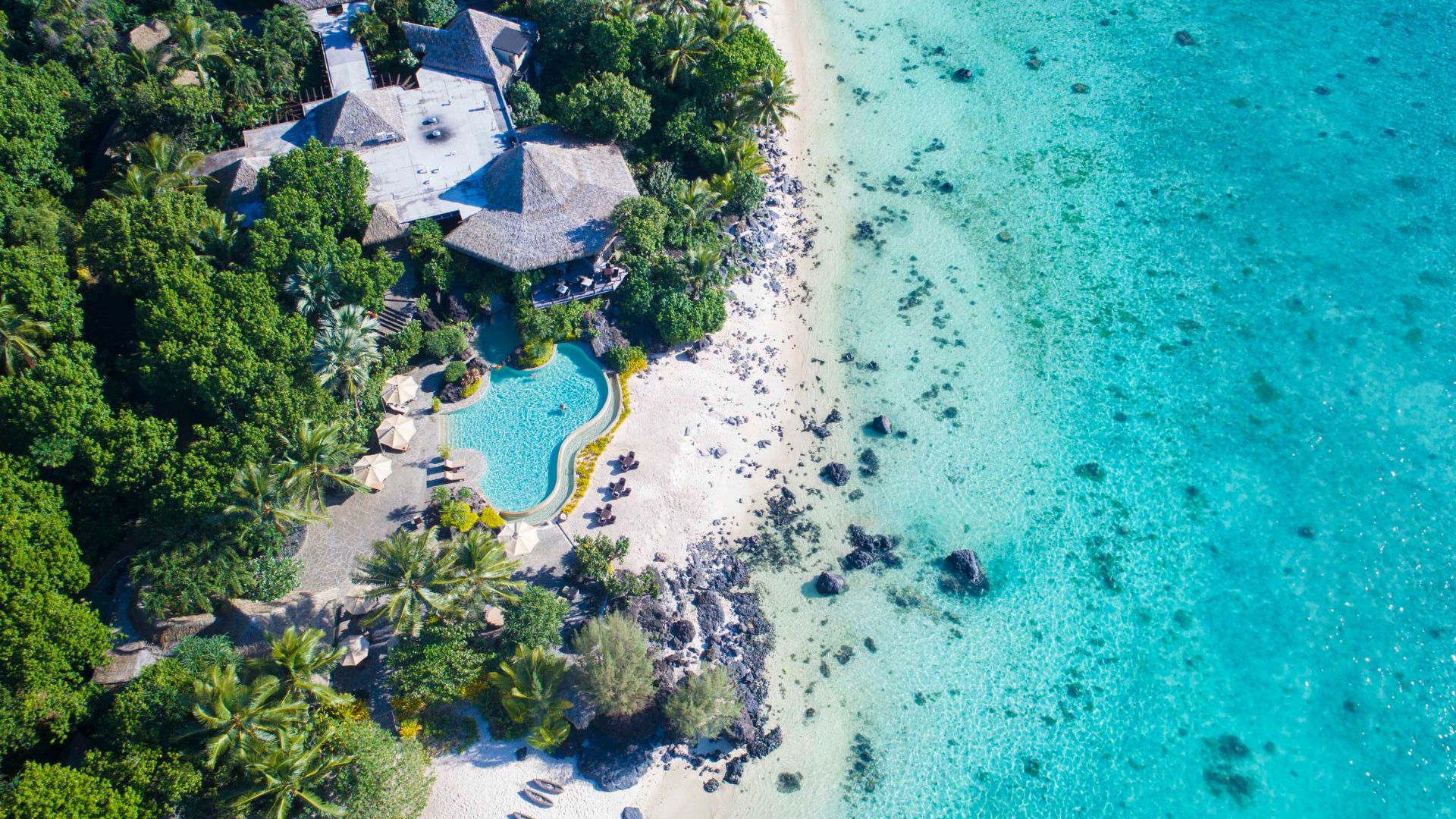 Aerial view of the Pacific Resort, Aitutaki - Image credit: David Kirkland Photography