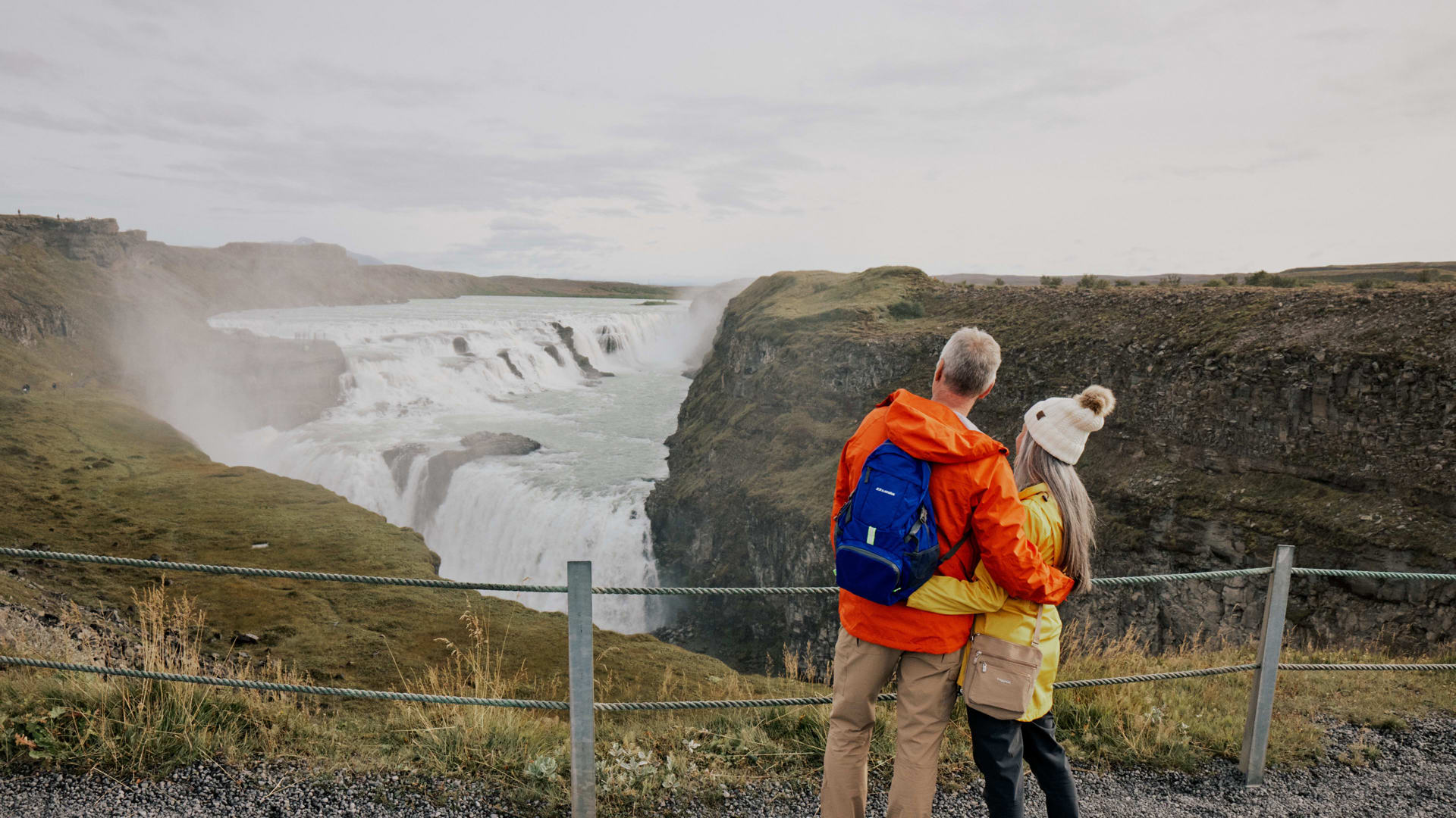 Couple In Iceland Gullfoss