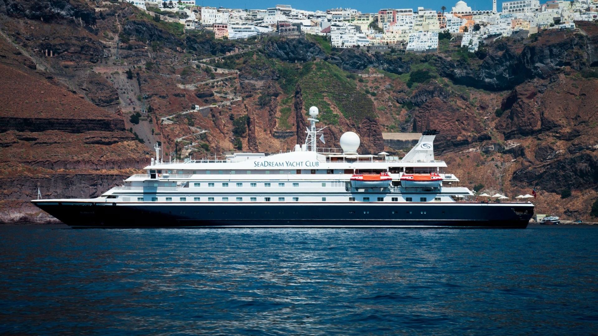 SeaDream at Santorini Greece