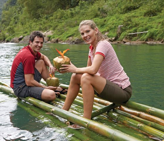 Two people on a raft