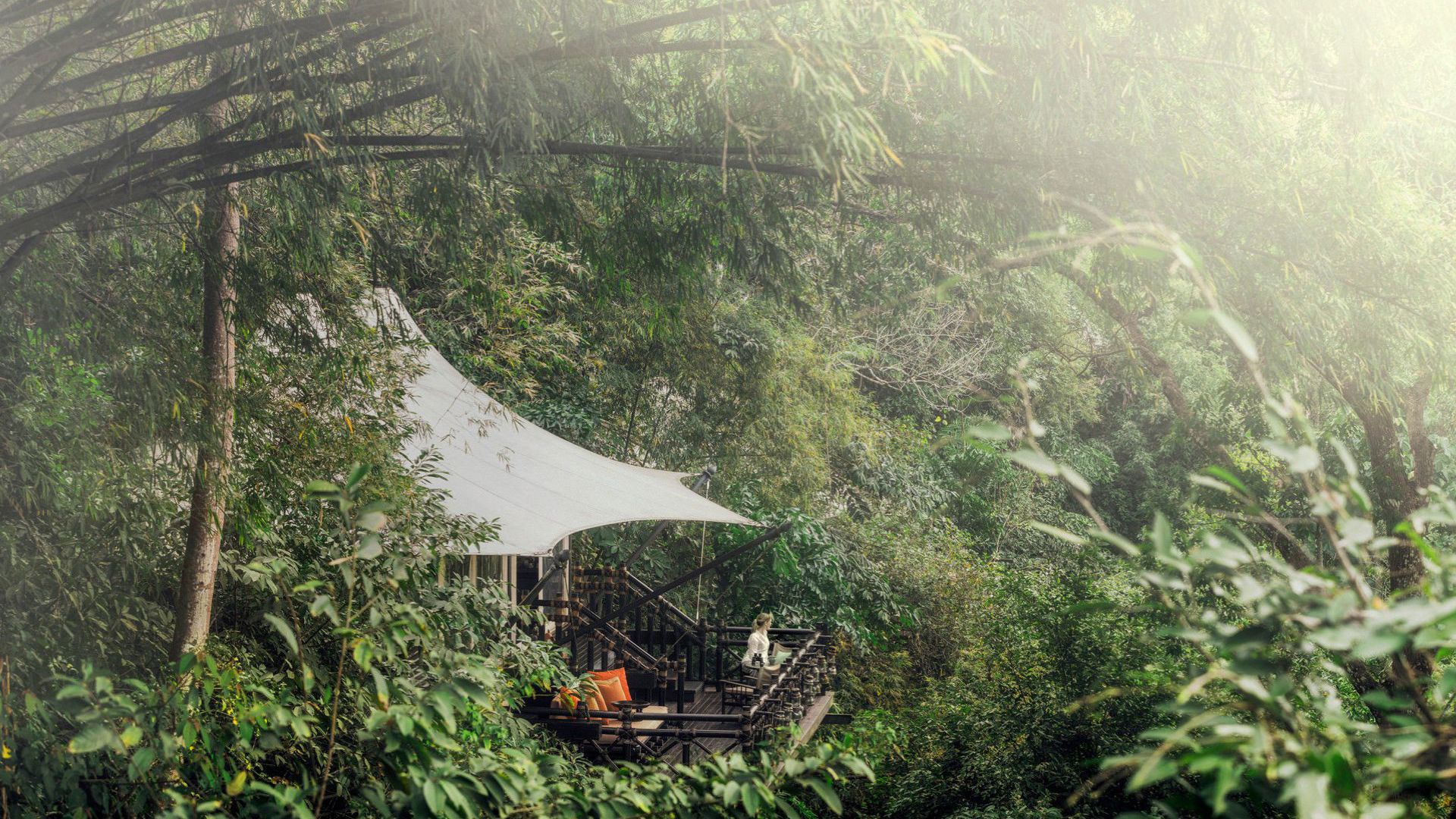 Bamboo Tented Accommodation - Four Seasons Tented Camp Golden Triangle