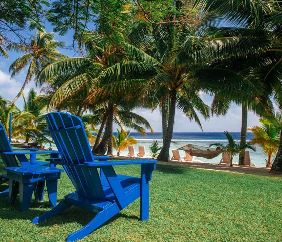 Lawn chairs near the beach